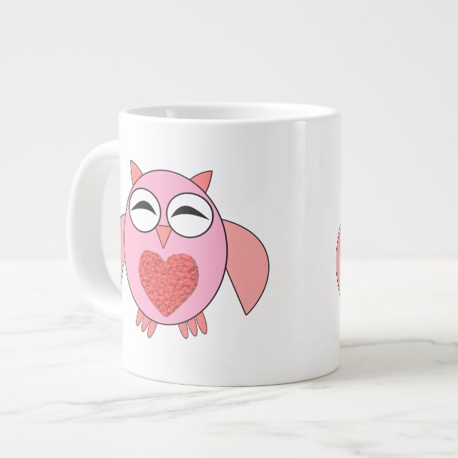 Tasse Géante Chouette de coeur rose (Devant gauche)