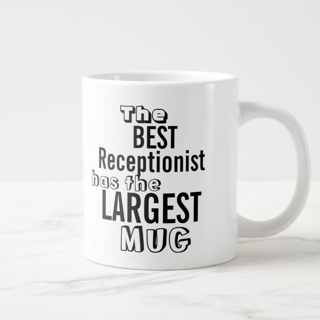 Tasse Géante Citation amusante du meilleur RÉCEPTIONNISTE Big M (Droite)
