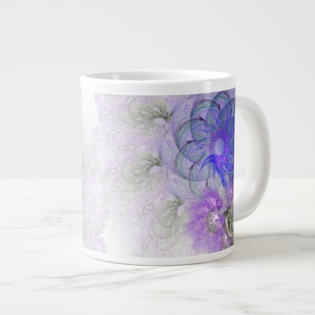 Tasse Géante Conception Abstraite de fleurs pourpre et bleu den (Devant droit)