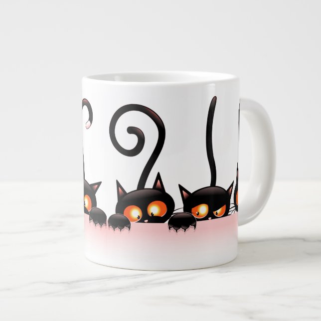 Tasse Géante Conception Cool de chats cachés (Devant droit)