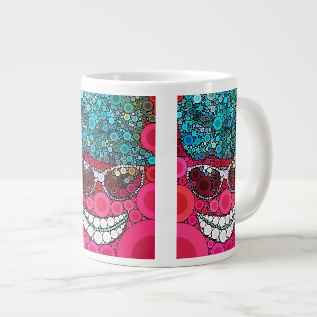Tasse Géante Cool fou souriant lunettes de soleil Casquette ble (Devant droit)