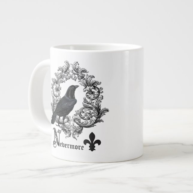 Tasse Géante corbeau noir vintage (Devant gauche)