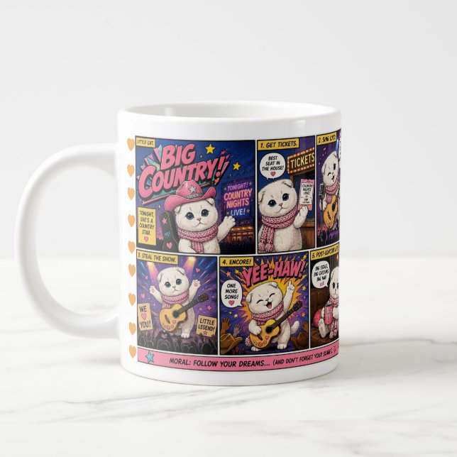 Tasse géante Country Kitty - Amour de chat - Cœurs (Gauche)