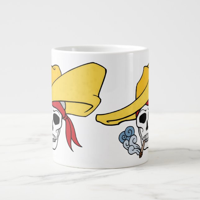 Tasse Géante Crâne fumant Halloween avec bandana de dessin anim (Devant)
