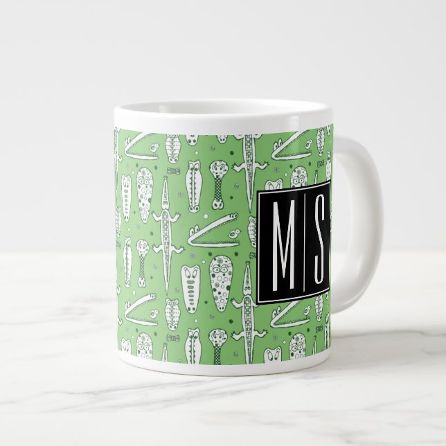 Tasse Géante Crocodile Motif| Monogramme (Devant droit)