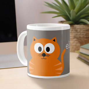 Tasse Géante Cute Orange Fat Chat avec Taupe Personnalisé