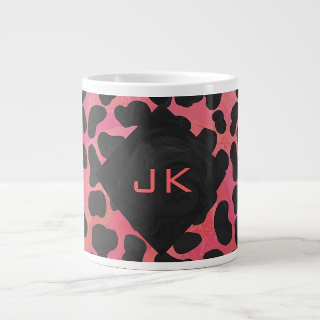 Tasse Géante Dalmatien Monogramme Noir et Rouge (Devant)