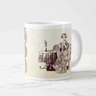 Tasse Géante dame boit du thé