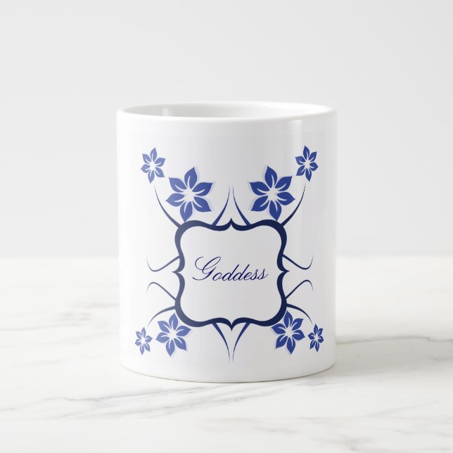 Tasse Géante Déesse florale Jumbo Mug, Bleu (Devant)