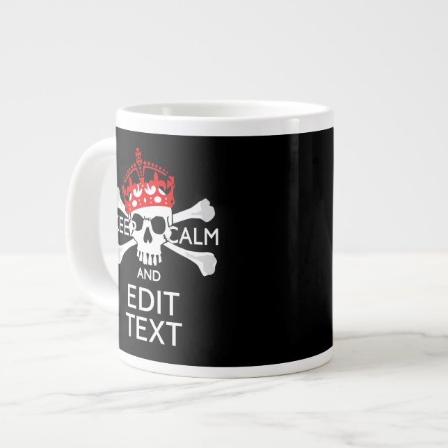 Tasse Géante Demandez à votre texte de garder calme Crossbones  (Devant gauche)