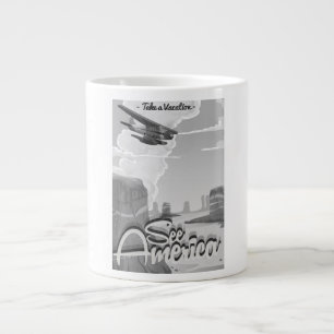 Tasse Géante Dessin animé vintage Voir l'Amérique