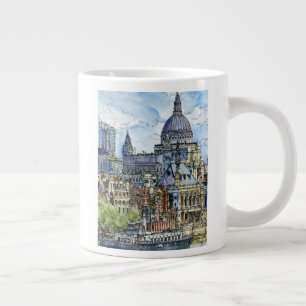 Tasse Géante Destinations   Watercolor River Thames Waterfront