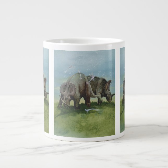 Tasse Géante Dinosaures Vintage, Centrosaurus paissant dans une (Devant)