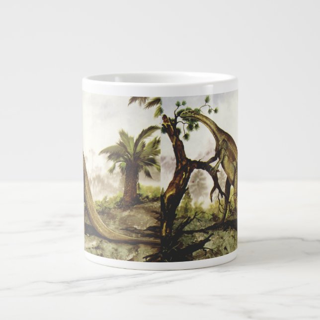 Tasse Géante Dinosaures Vintage, Plateosaurus Paissant sur les  (Devant)
