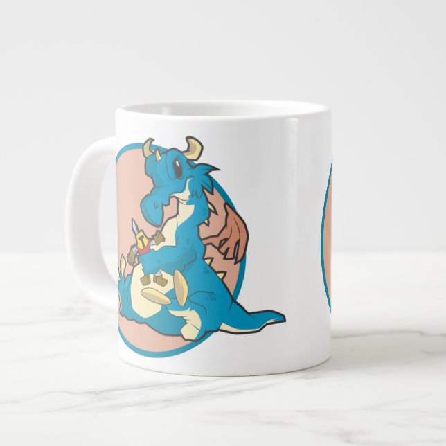 Tasse Géante Dragon bleu jouant avec un personnage de Chevalier (Devant gauche)