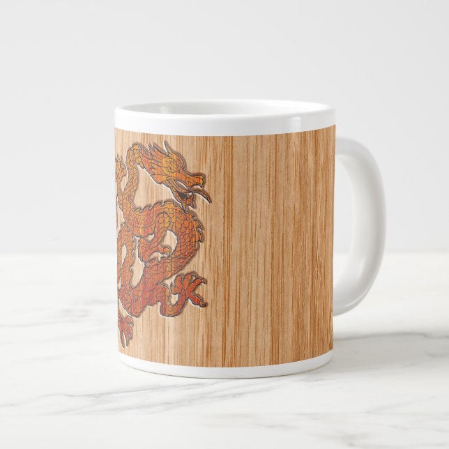 Tasse Géante Dragon Oriental Rouge en Bambou (Devant droit)
