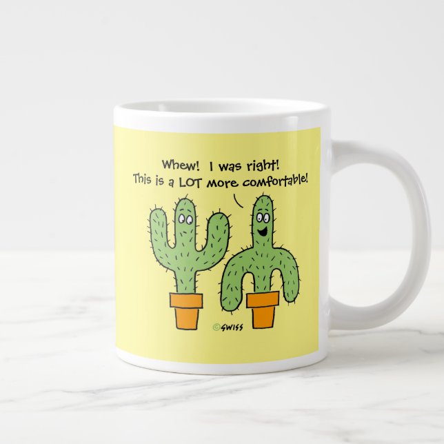 Tasse Géante Drôle Cactus de dessin en Pot Bright Yellow Sunshi (Droite)