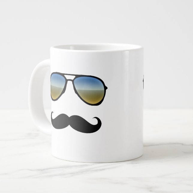 Tasse Géante Drôle Lunettes de soleil Retro avec Moustache (Devant gauche)