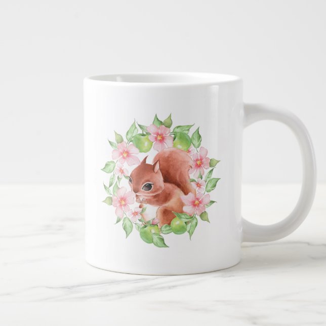 Tasse Géante Écureuil et fleurs roses (Droite)
