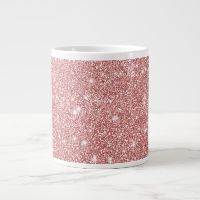 Tasse Géante Élégant Chic Luxury Faux Parties scintillant Rose  (Devant)