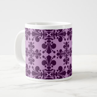 Tasse Géante Elégante lavande et fleur de lis pourpre damask