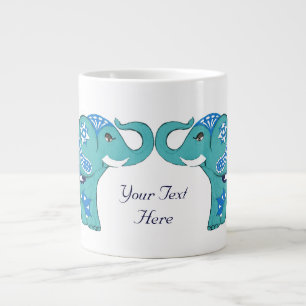 Tasse Géante Éléphant de henné (bleu/bleu clair)