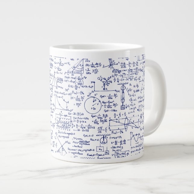Tasse Géante Équations physiques en stylo bleu // (Devant droit)