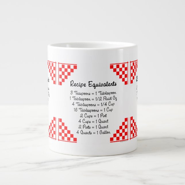 Tasse Géante Equivalents de recette Chèques rouges (Devant)