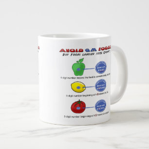 Tasse Géante Évitez les aliments GM évitez les PLU à 5 chiffres