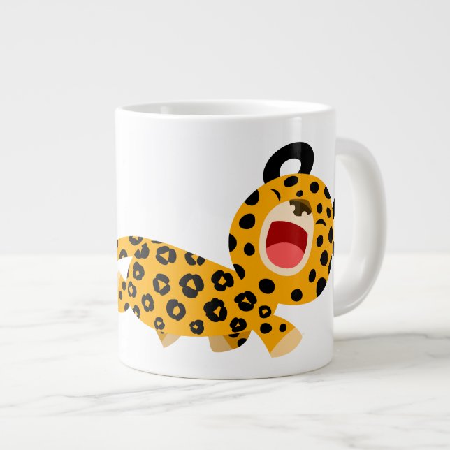 Tasse géante facétieuse de léopard de dessin animé (Devant droit)