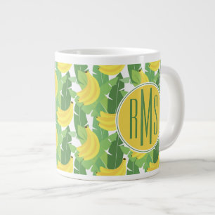 Tasse Géante Feuilles De Banane Et Motif De Fruits Monogramme