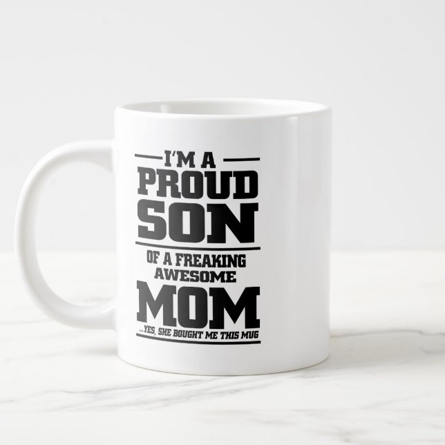 Tasse Géante Fils Fier De La Magnifique Maman Typographie Jumbo (Gauche)