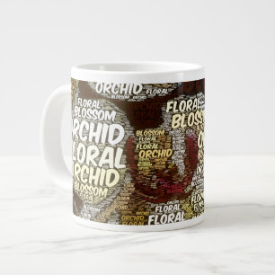 Tasse Géante Fleur florale d'orchidée au-dessus de nuage de mot