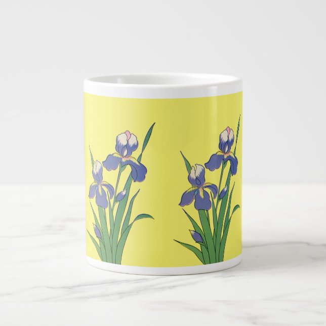 Tasse Géante Fleurs d'iris de jardin de printemps violettes flo (Devant)
