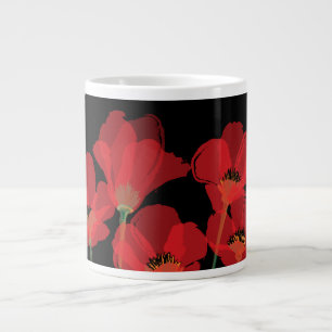 Tasse Géante Fleurs rouges sur noir