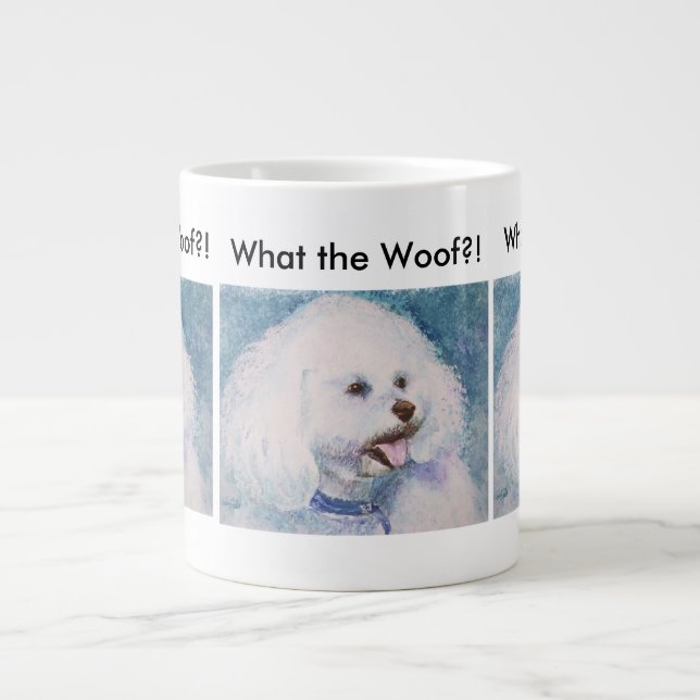 TASSE GÉANTE FLUFFER BLANC BICHON FRISE (Devant)
