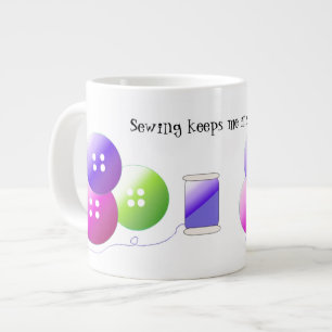 Tasse Géante Fournitures de couture avec citation mignonne