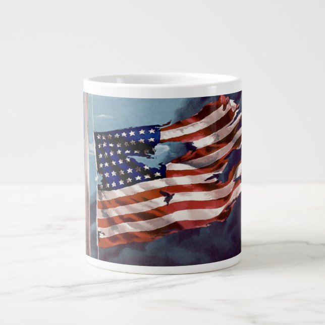 Tasse Géante Fumée tombée mais pas oubliée et drapeau déchiré (Devant)