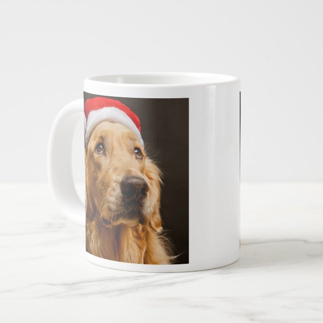 Tasse Géante Golden Retriever pose pour Noël (Devant gauche)