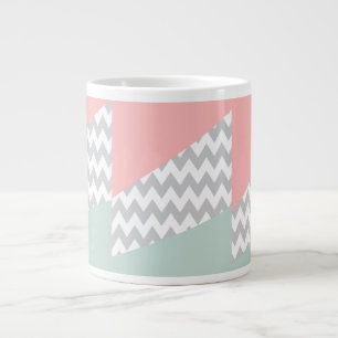 Tasse Géante Gray Chevron Mint et Coral