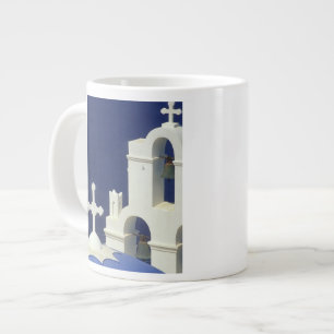 Tasse Géante Grèce, Santorin. Vue d'une église grecque et