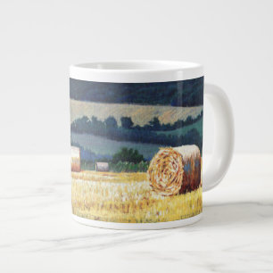 Tasse Géante Haybales sur l'huile de flanc de coteau sur la