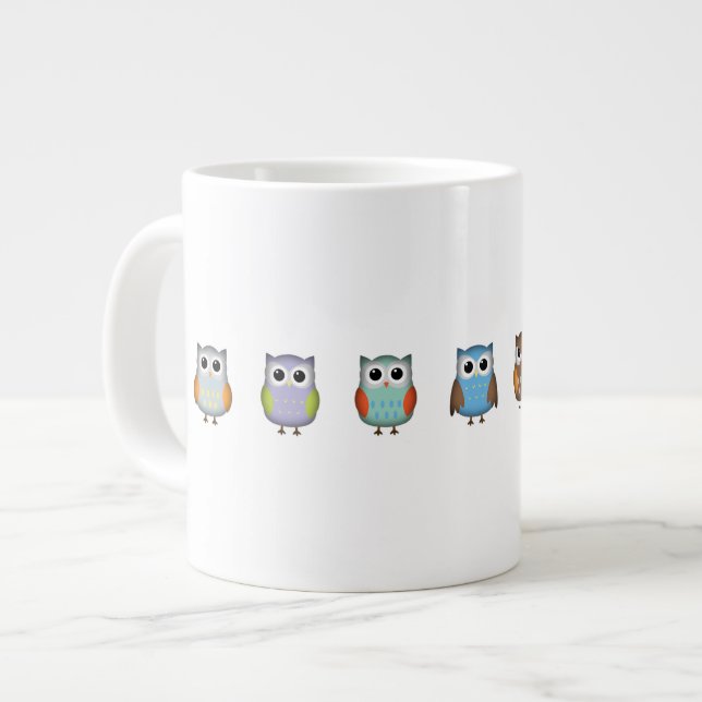 Tasse Géante Hiboux mignons et colorés (Devant gauche)