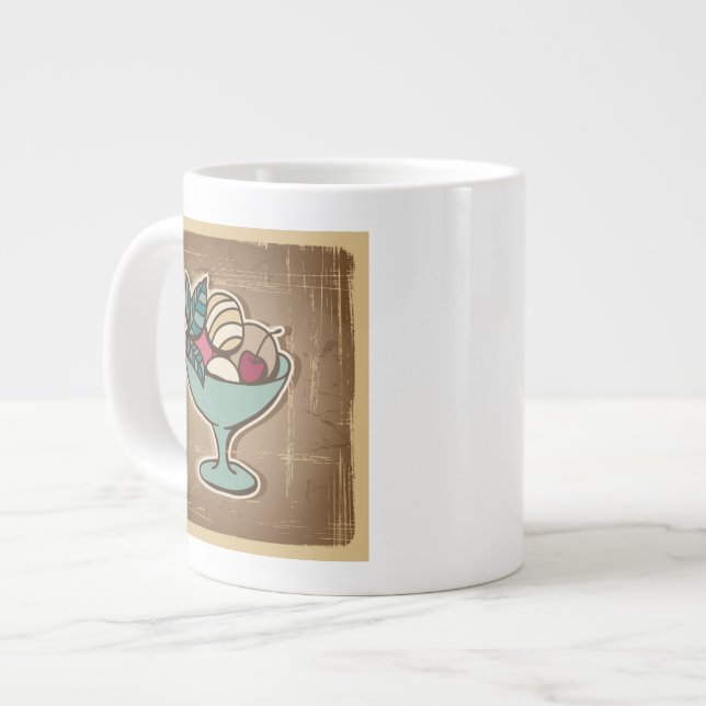 Tasse Géante Illustration de la crème glacée de style rétro (Devant gauche)