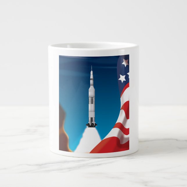Tasse Géante Illustration de la fusée spatiale Saturn five (Devant)