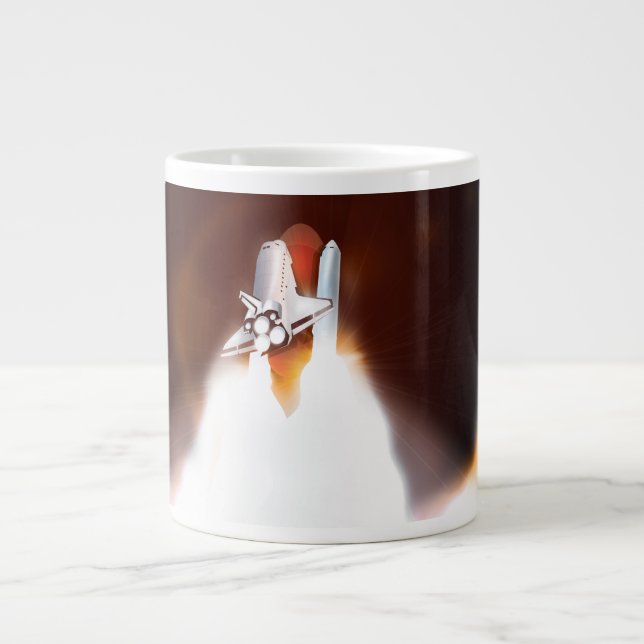 Tasse Géante Illustration du lancement de la navette spatiale (Devant)