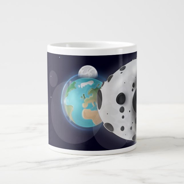 Tasse Géante Impact d'astéroïde sur la planète Terre ! (Devant)