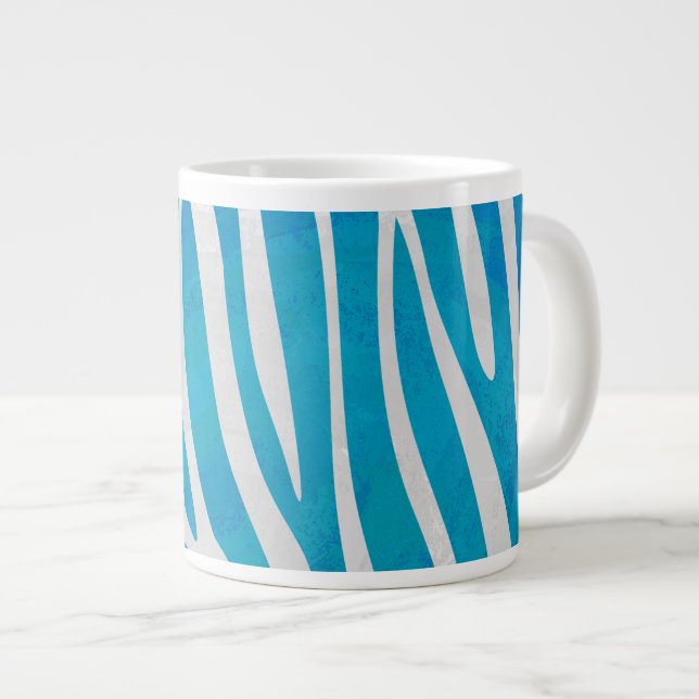 Tasse Géante Impression en bleu et blanc Zebra (Devant droit)