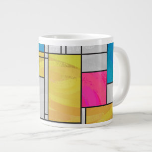 Tasse Géante Impression Mondrial jaune rose