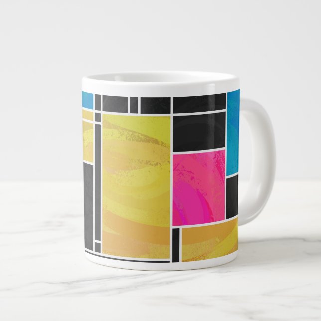 Tasse Géante Impression noir rose bleu monochrome (Devant droit)